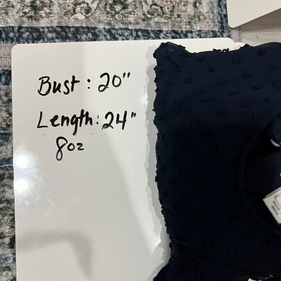 J.Crew Swiss Dot Ruffle Trim Long Sleeve Blouse Navy Blue Size 16 - Picture 8 of 11